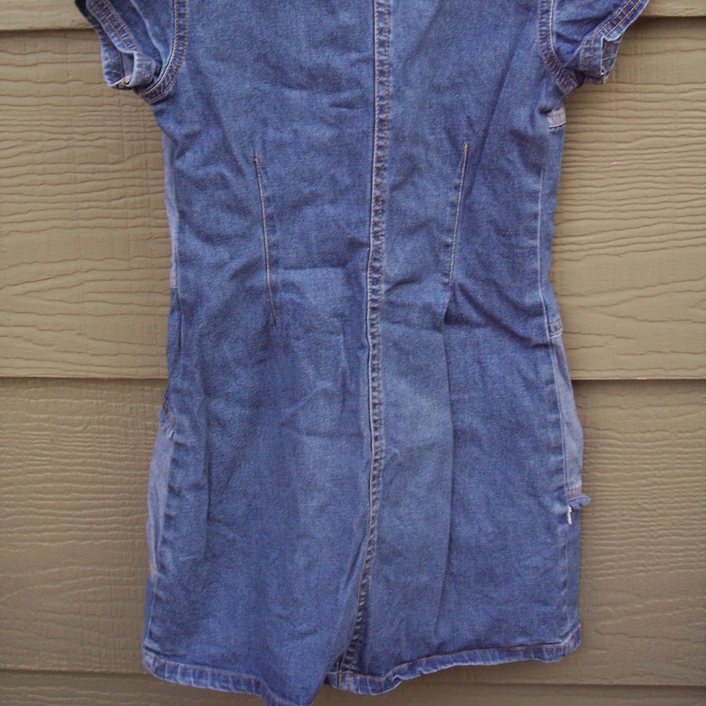 My Michelle Dress Sz 7 Girl Blue Faded Denim Patch - Picture 2 of 4
